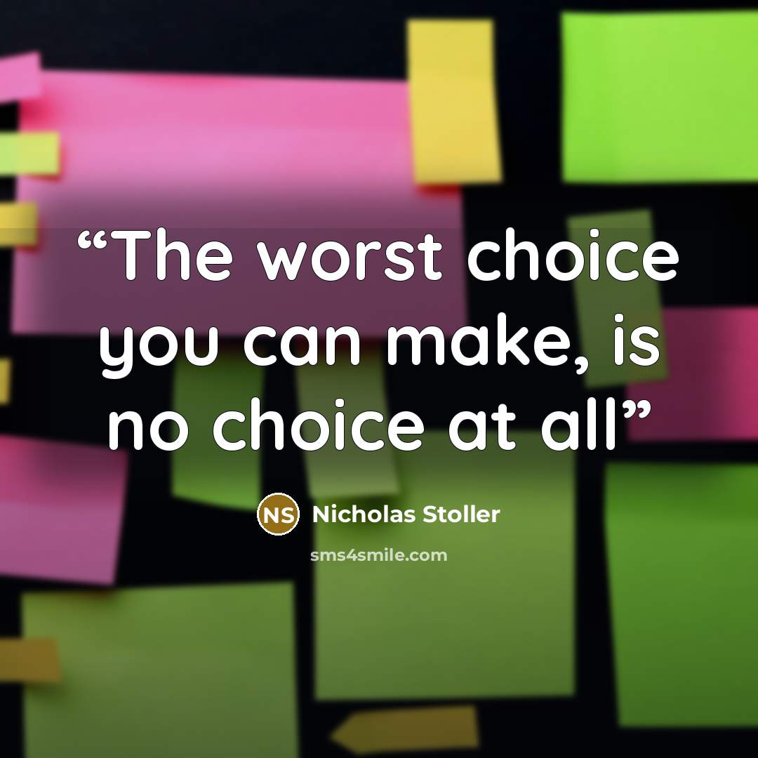 “The worst choice you can make, is no choice at all” quote by Nicholas Stoller