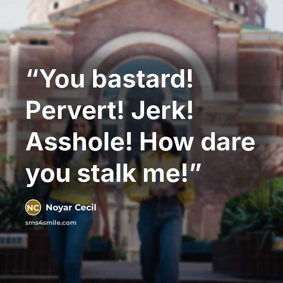 “You bastard! Pervert! Jerk! Asshole! How dare you stalk me!” quote by Noyar Cecil