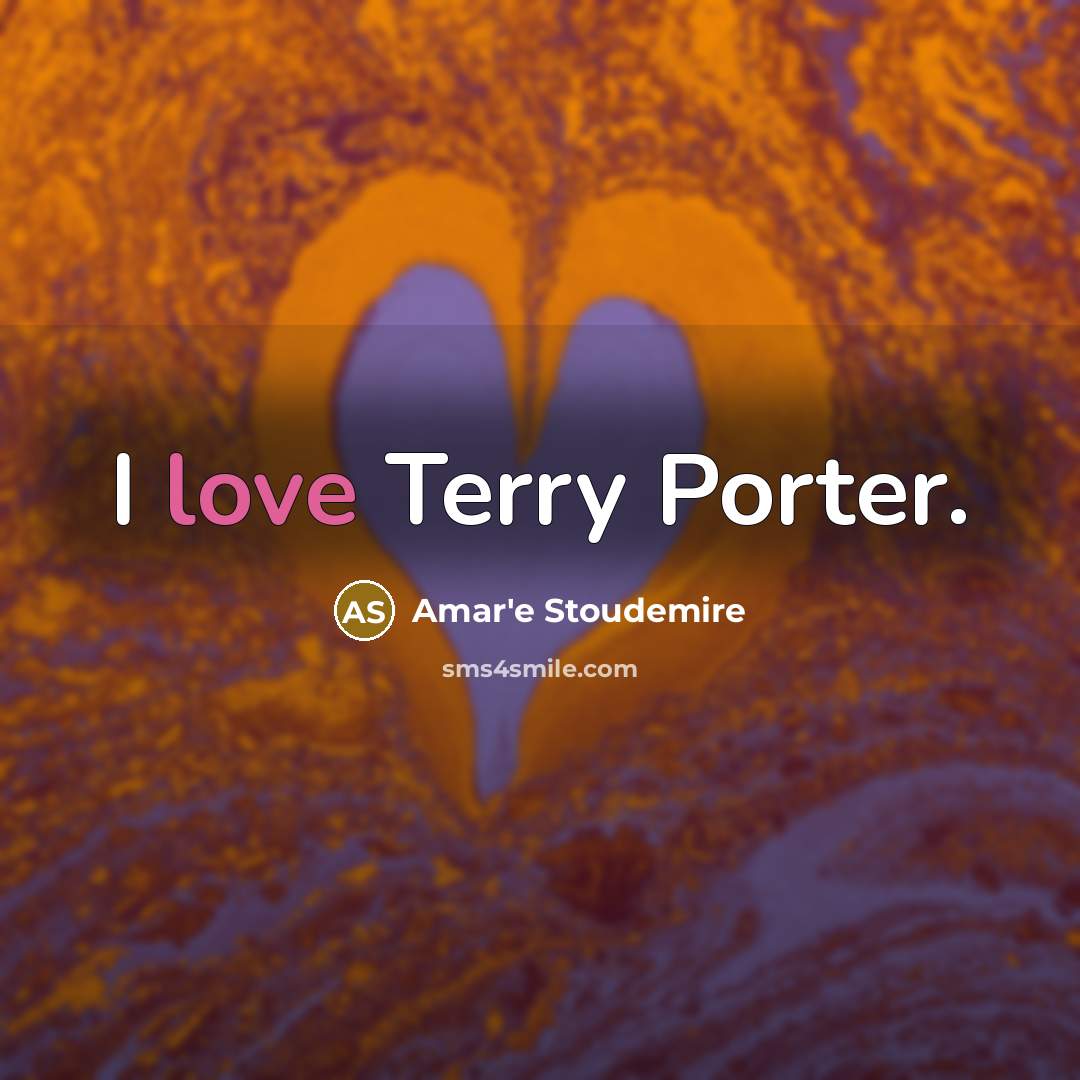 “I love Terry Porter.” quote by Amar'e Stoudemire