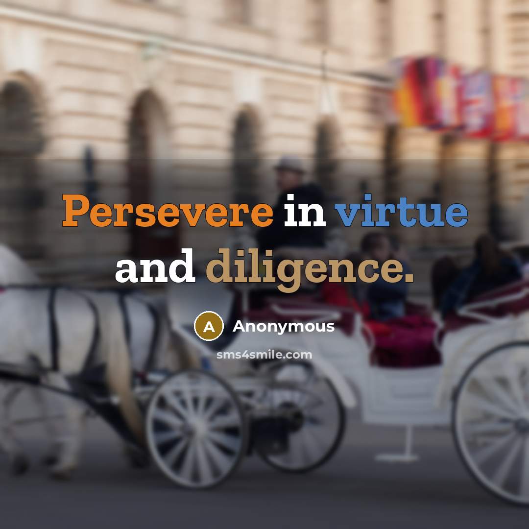 “Persevere in virtue and diligence.” quote by Anonymous