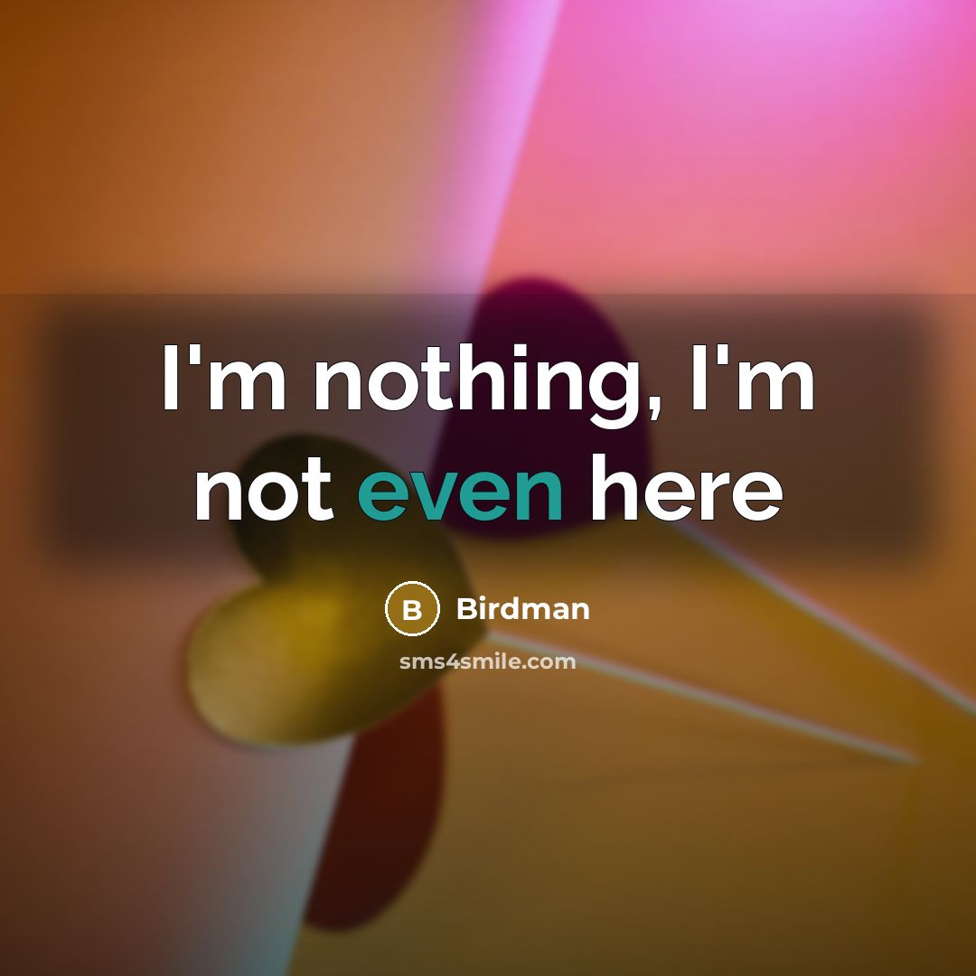 “I'm nothing, I'm not even here” quote by Birdman
