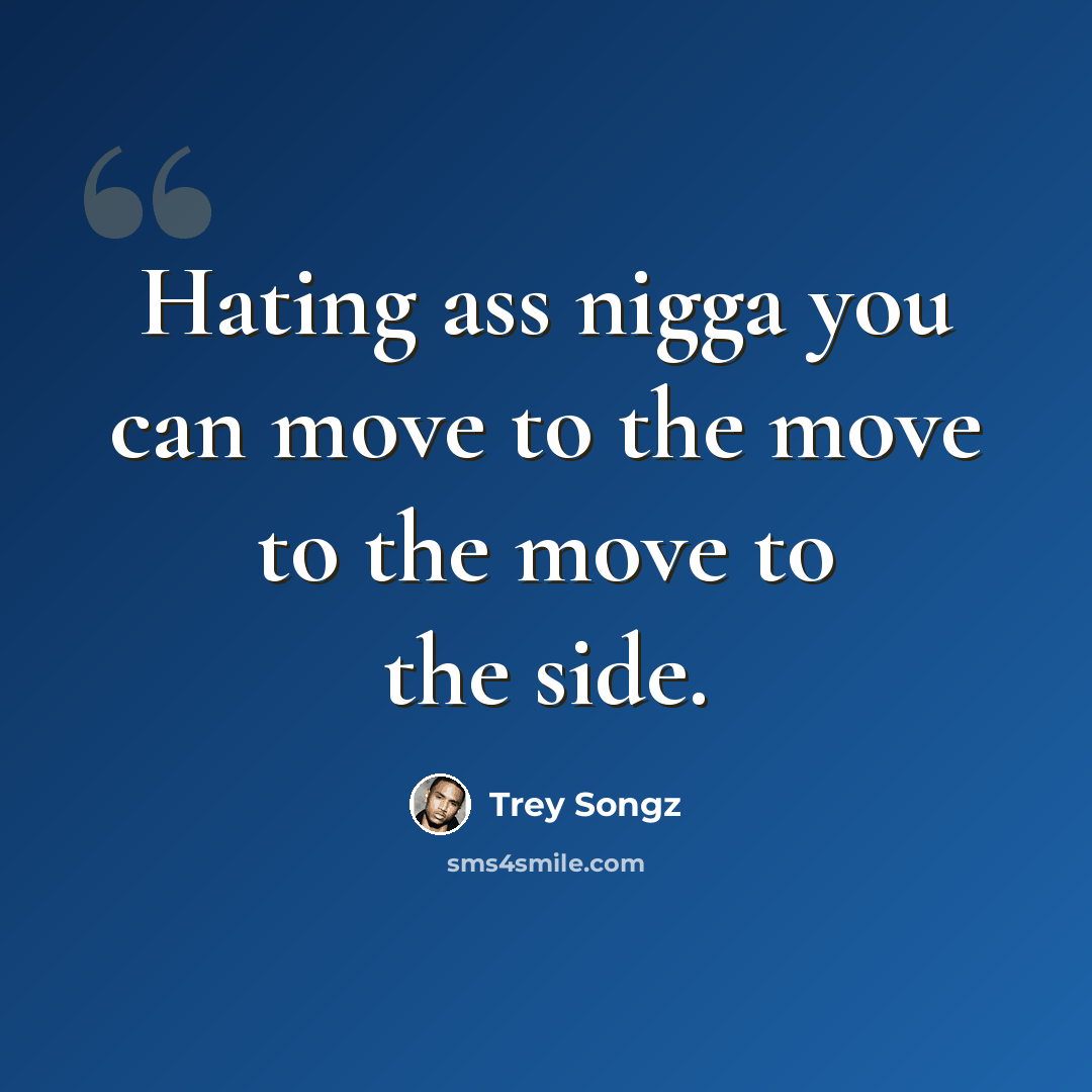 “Hating ass nigga you can move to the move to the move to the side.” quote by Trey Songz