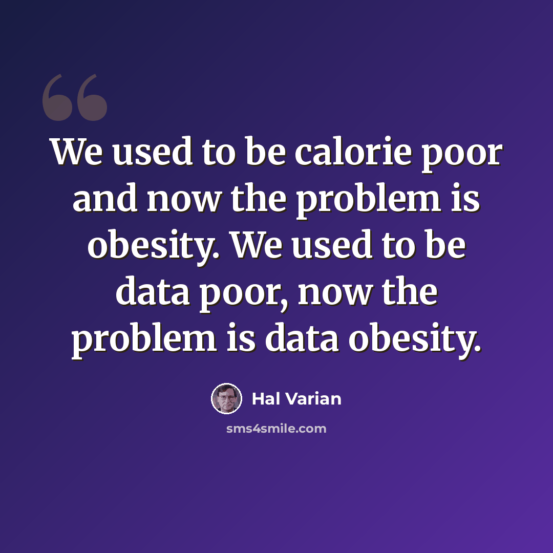 “We used to be calorie poor and now the problem is obesity. We used to be data poor, now the problem is data obesity.” quote by Hal Varian