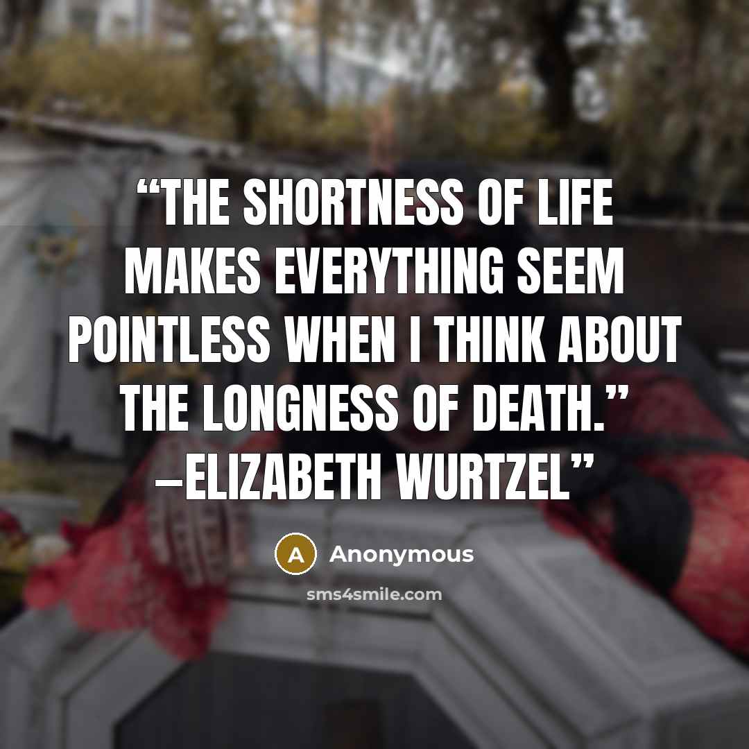 “The shortness of life makes everything seem pointless when I think about the longness of death.” —ELIZABETH WURTZEL” quote by Anonymous