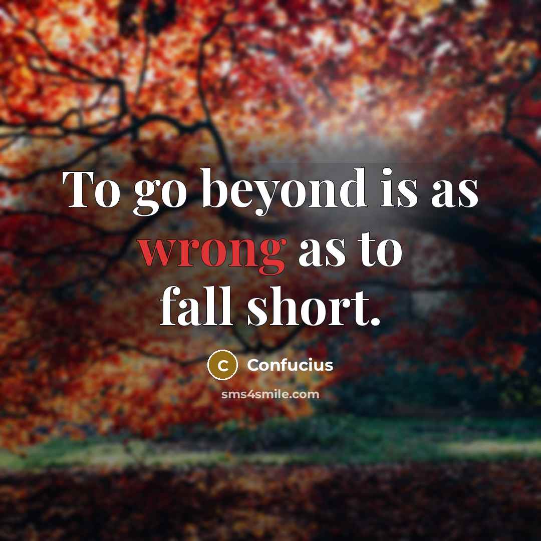“To go beyond is as wrong as to fall short.” quote by Confucius