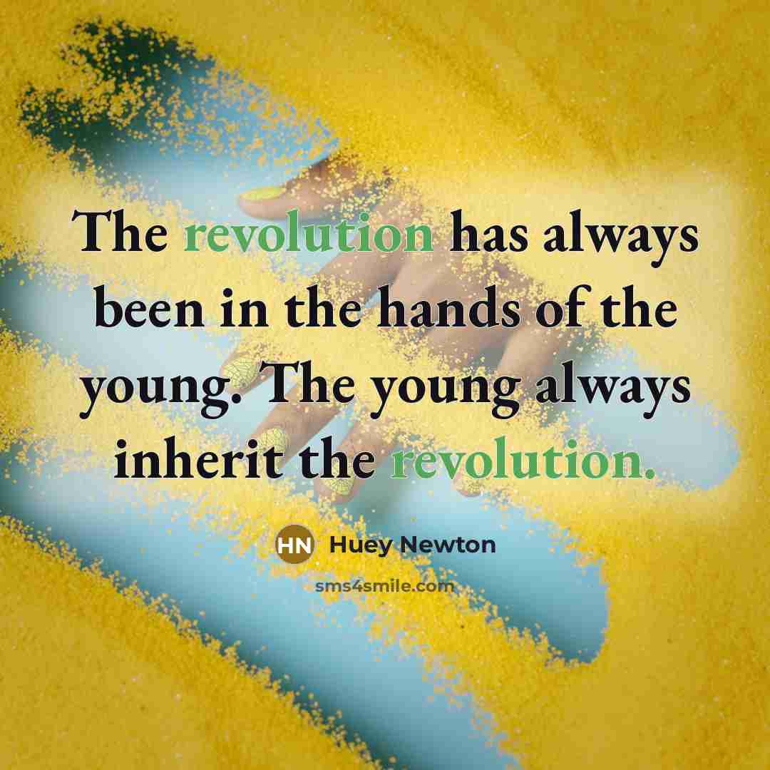 “The revolution has always been in the hands of the young. The young always inherit the revolution.” quote by Huey Newton