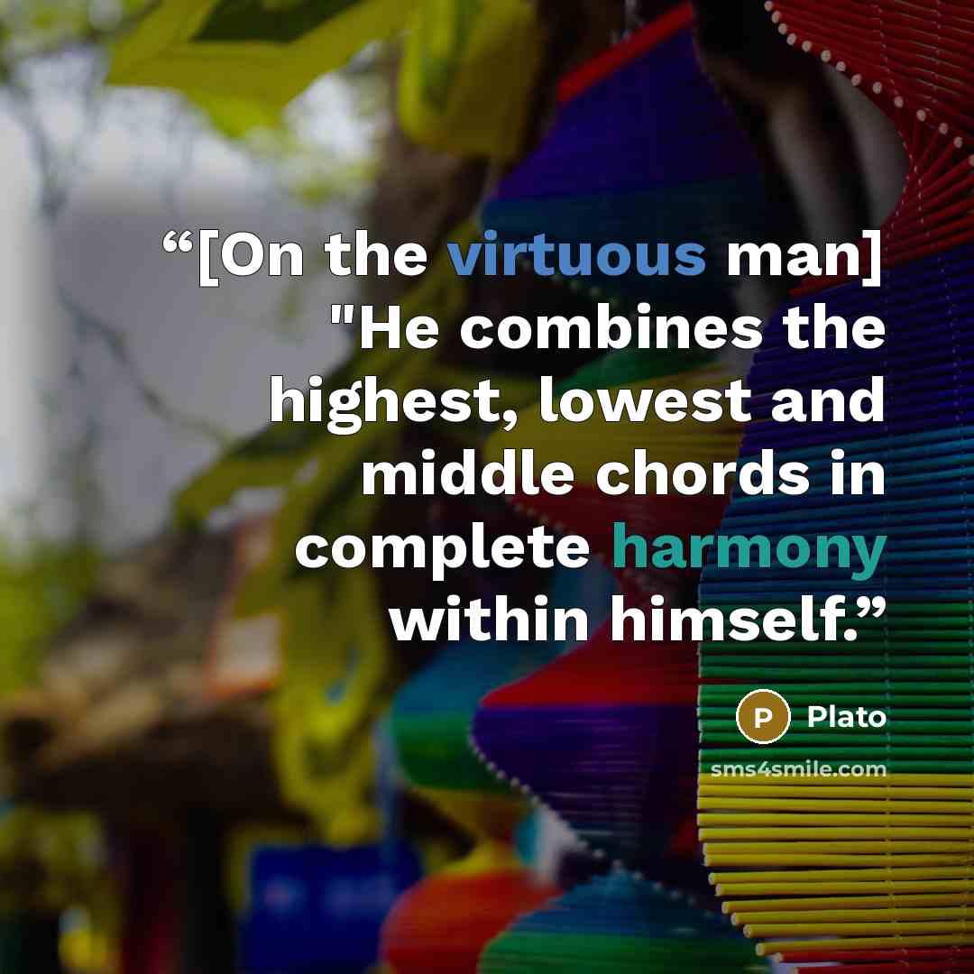 “[On the virtuous man] "He combines the highest, lowest and middle chords in complete harmony within himself.” quote by Plato