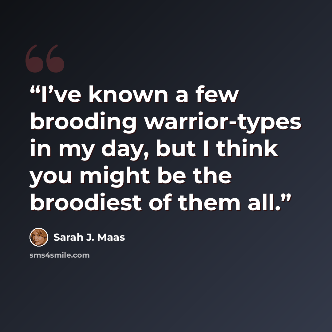 “I’ve known a few brooding warrior-types in my day, but I think you might be the broodiest of them all.” quote by Sarah J. Maas