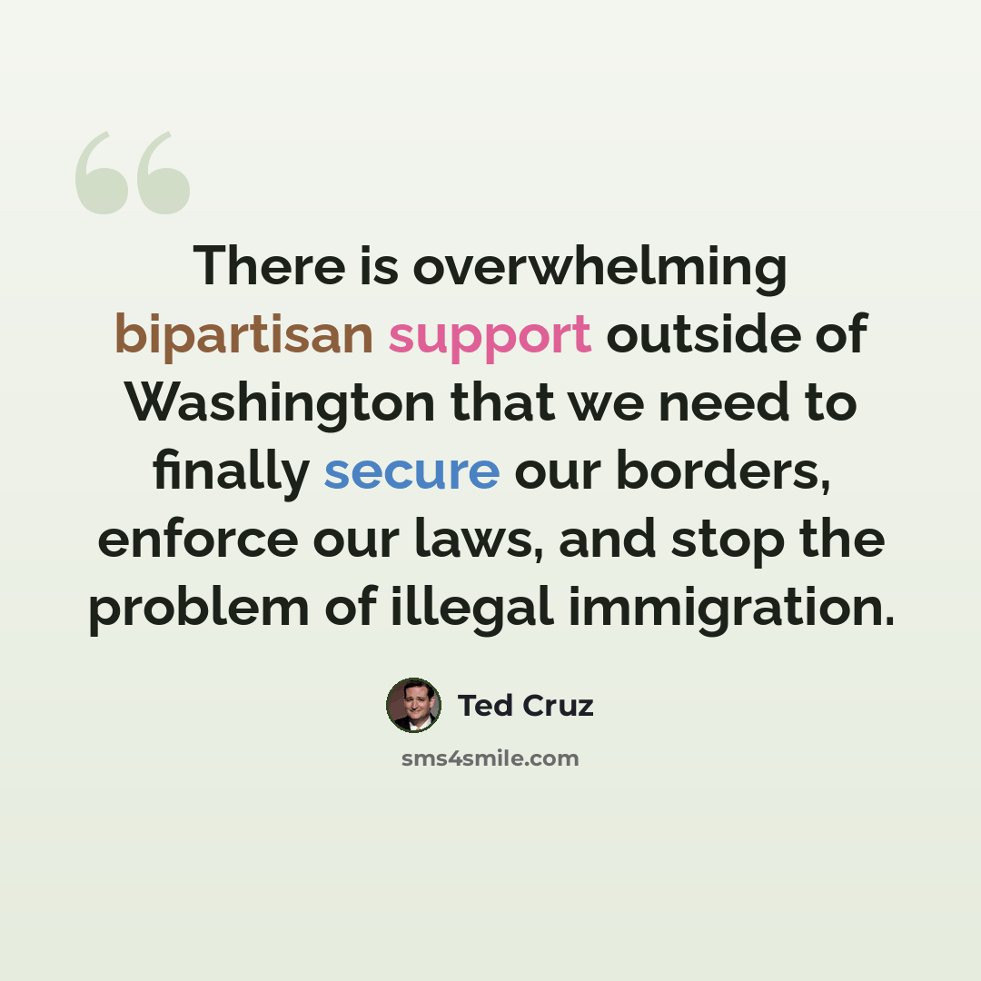 “There is overwhelming bipartisan support outside of Washington that we need to finally secure our borders, enforce our laws, and stop the problem of illegal immigration.” quote by Ted Cruz