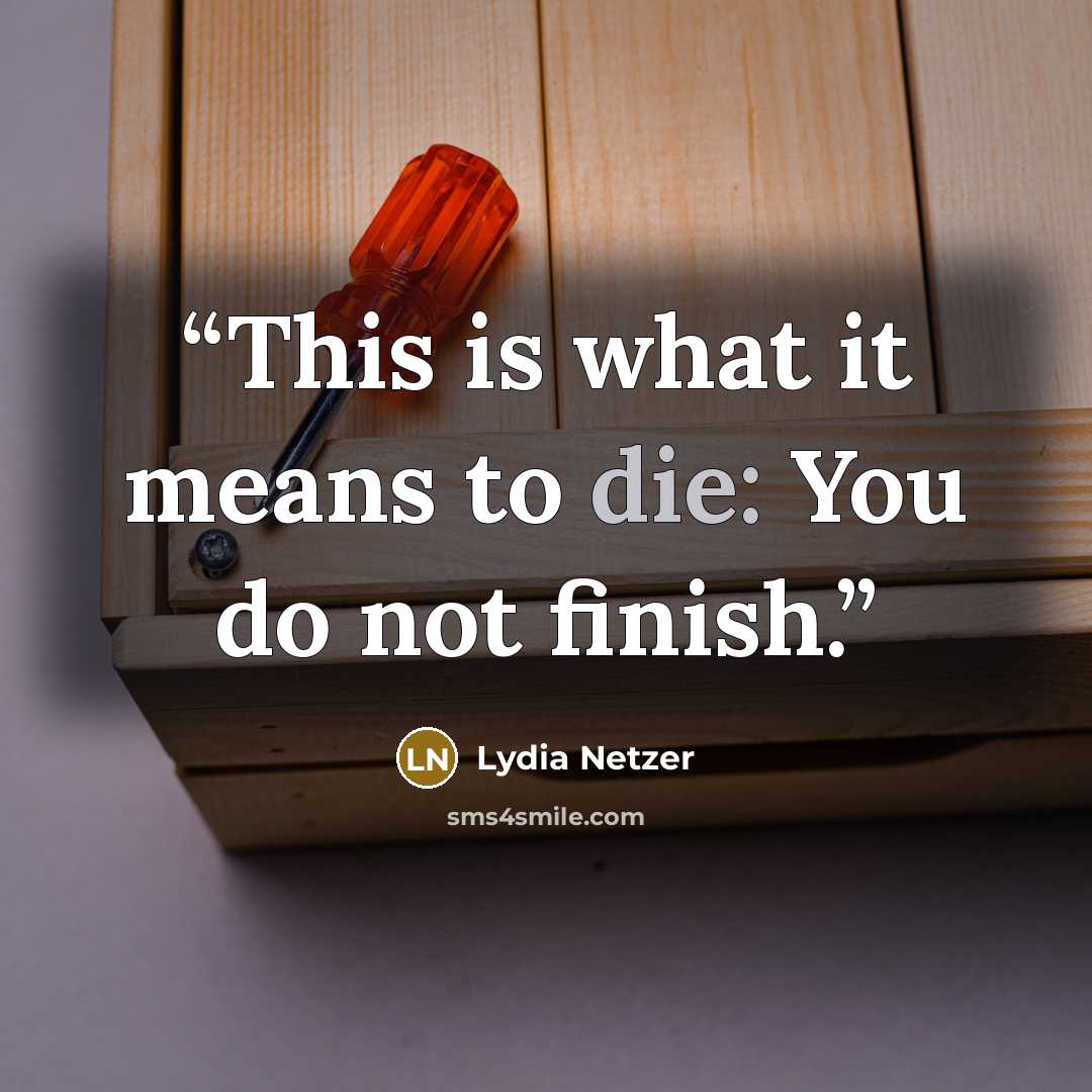 “This is what it means to die: You do not finish.” quote by Lydia Netzer