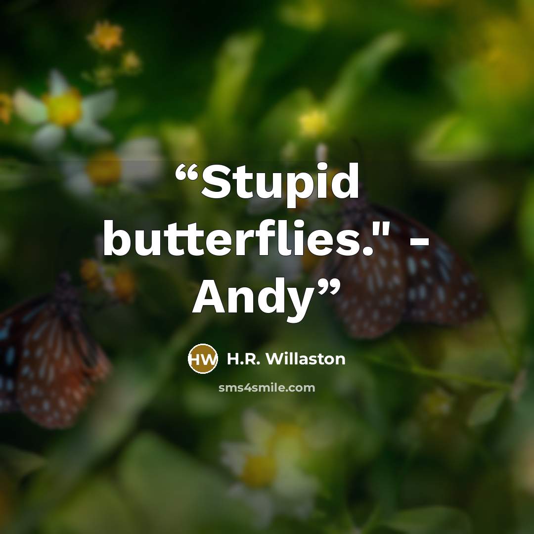 “Stupid butterflies." - Andy” quote by H.R. Willaston