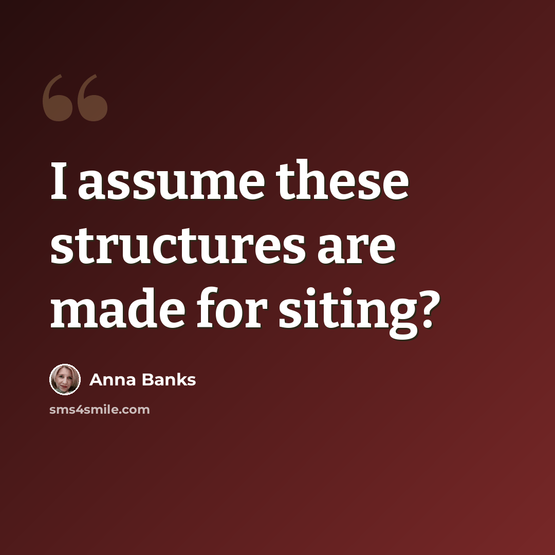 “I assume these structures are made for siting?” quote by Anna Banks