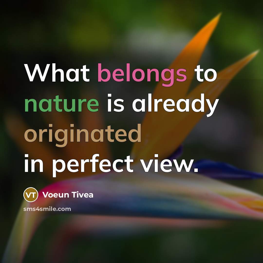 “What belongs to nature is already originated in perfect view.” quote by Voeun Tivea