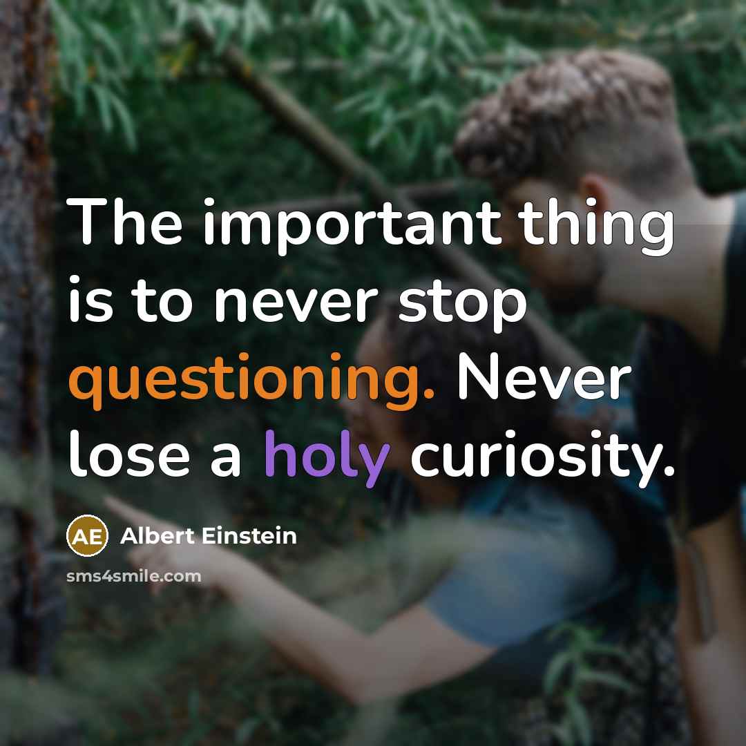 “The important thing is to never stop questioning. Never lose a holy curiosity.” quote by Albert Einstein