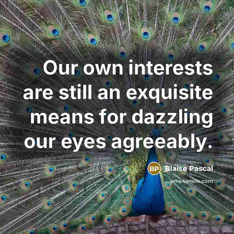 “Our own interests are still an exquisite means for dazzling our eyes agreeably.” quote by Blaise Pascal