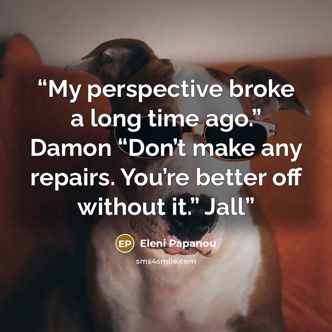 “My perspective broke a long time ago.” Damon “Don’t make any repairs. You’re better off without it.” Jall” quote by Eleni Papanou