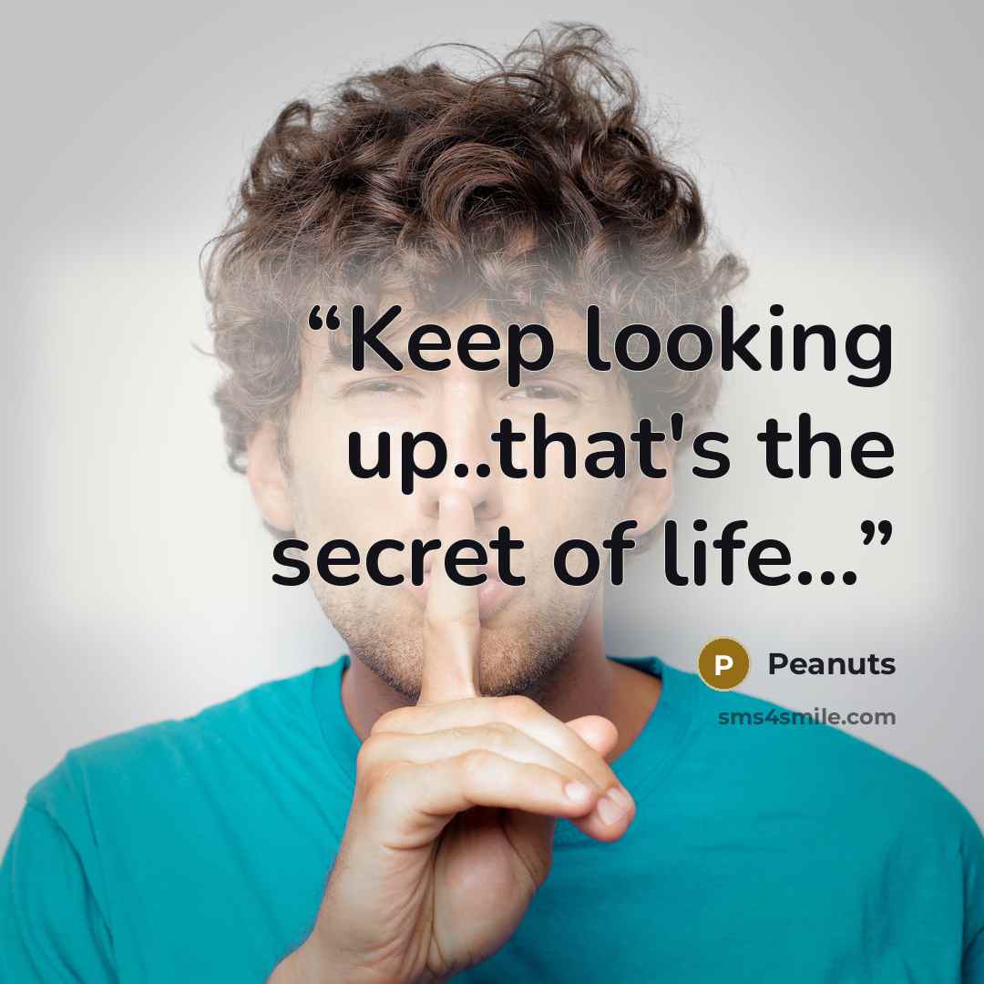“Keep looking up..that's the secret of life...” quote by Peanuts