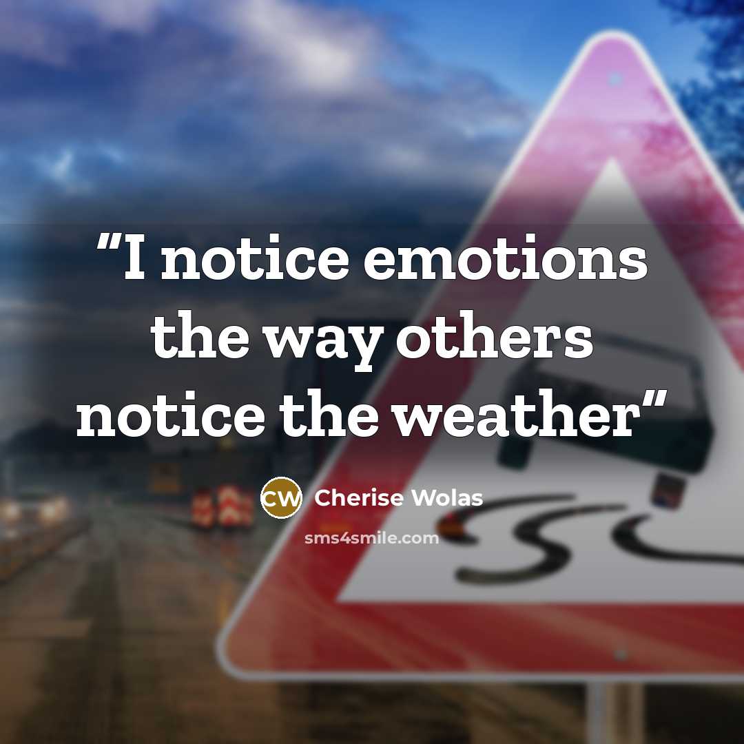 “I notice emotions the way others notice the weather” quote by Cherise Wolas