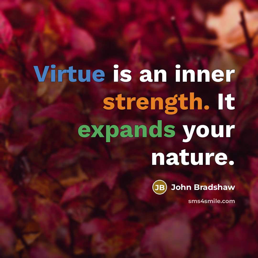 “Virtue is an inner strength. It expands your nature.” quote by John Bradshaw