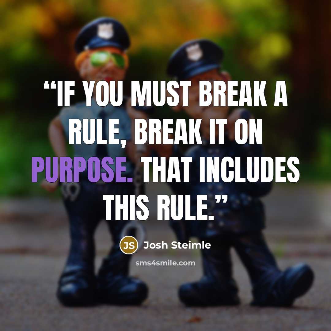 “If you must break a rule, break it on purpose. That includes this rule.” quote by Josh Steimle