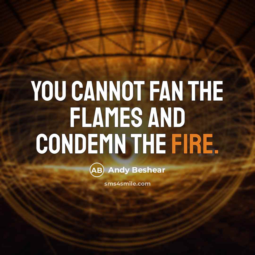 “You cannot fan the flames and condemn the fire.” quote by Andy Beshear