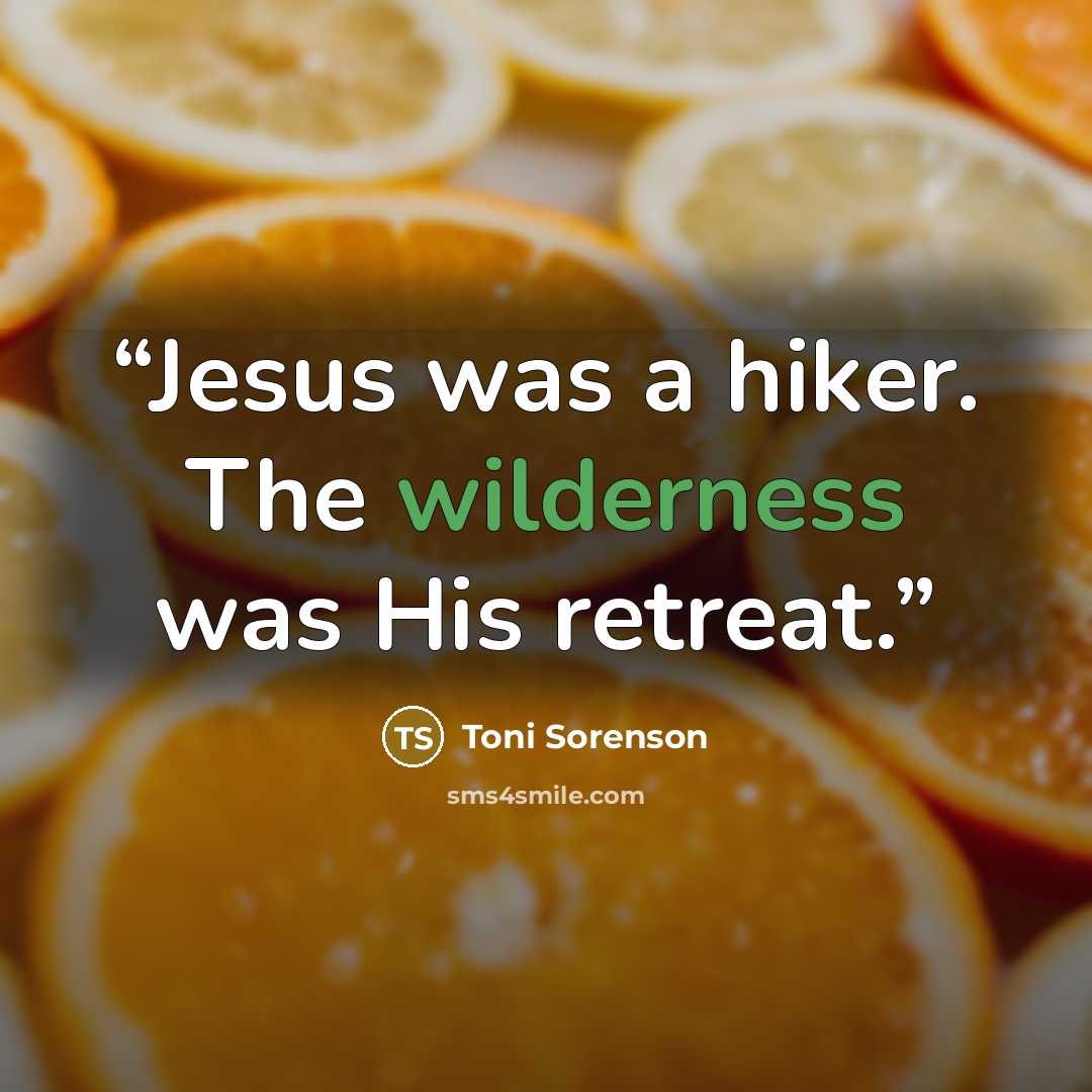 “Jesus was a hiker. The wilderness was His retreat.” quote by Toni Sorenson