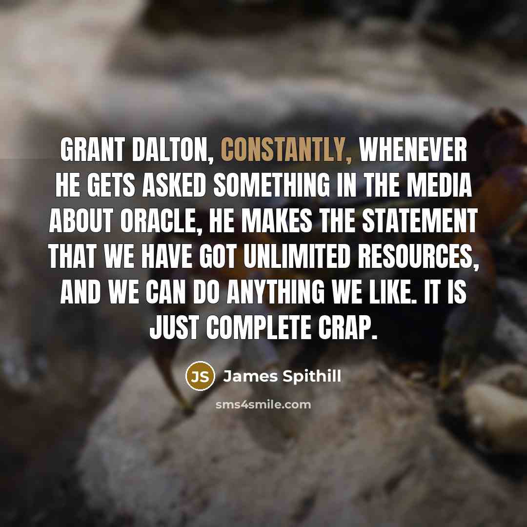 “Grant Dalton, constantly, whenever he gets asked something in the media about Oracle, he makes the statement that we have got unlimited resources, and we can do anything we like. It is just complete crap.” quote by James Spithill