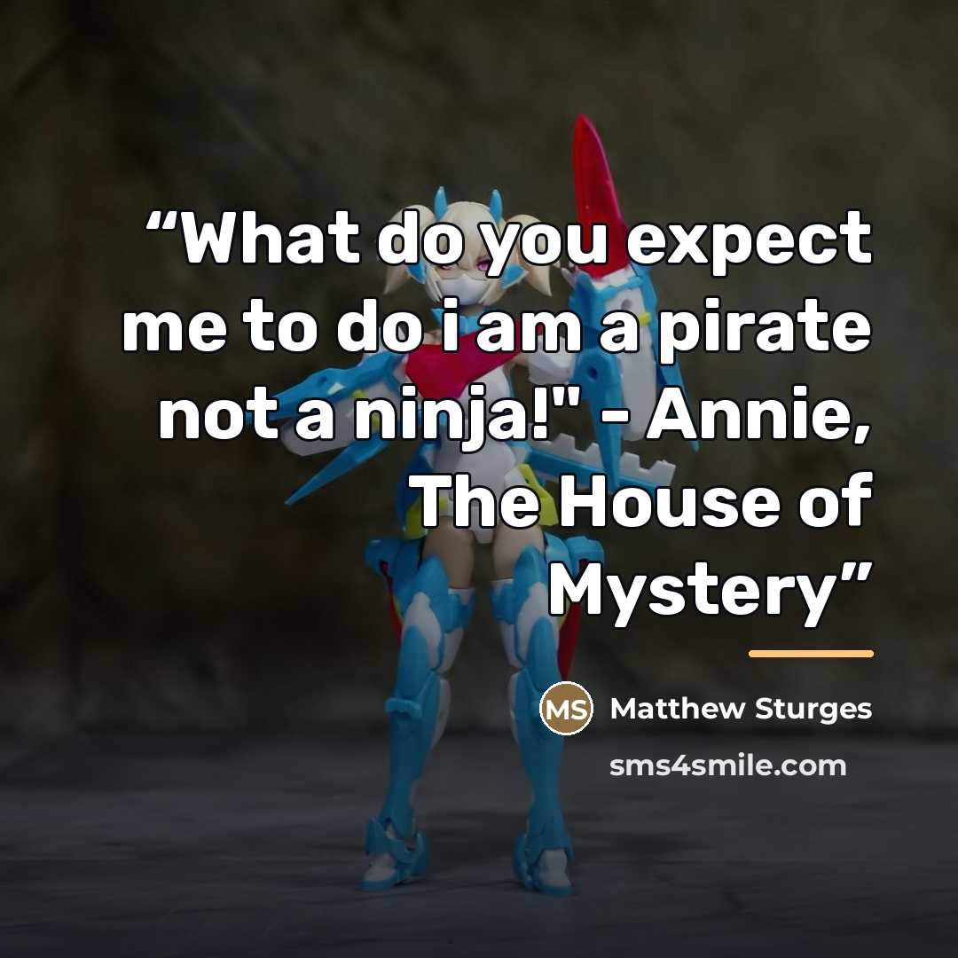 “What do you expect me to do i am a pirate not a ninja!" - Annie, The House of Mystery” quote by Matthew Sturges