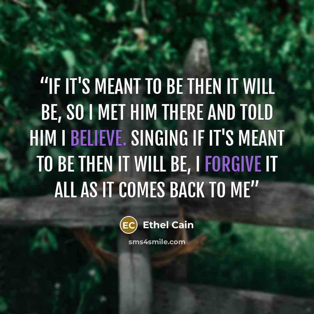 “If it's meant to be then it will be, So I met him there and told him I believe. Singing if it's meant to be then it will be, I forgive it all as it comes back to me” quote by Ethel Cain