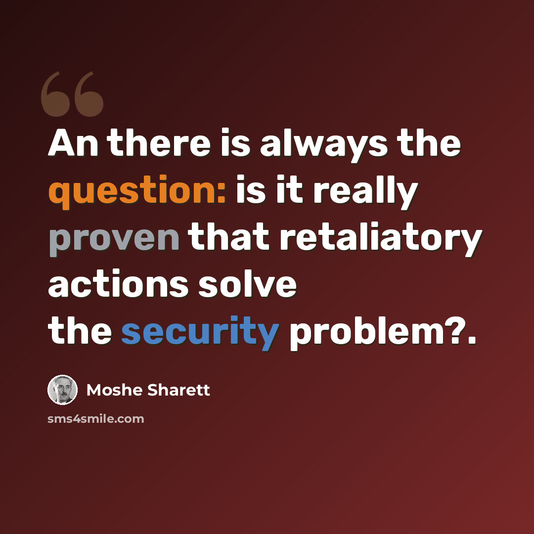 “An there is always the question: is it really proven that retaliatory actions solve the security problem?.” quote by Moshe Sharett