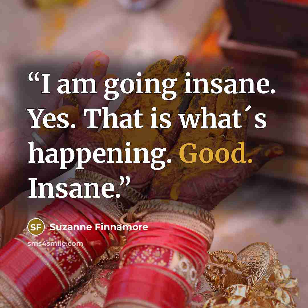 “I am going insane. Yes. That is what´s happening. Good. Insane.” quote by Suzanne Finnamore