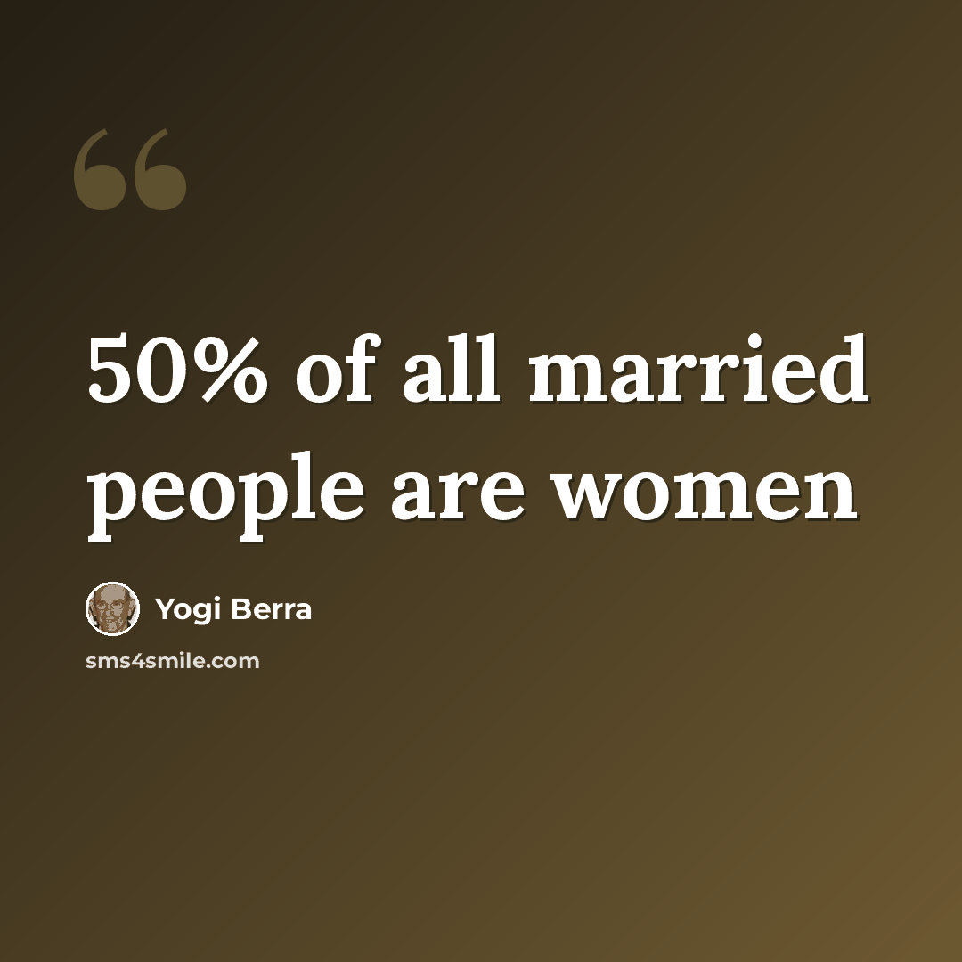 “50% of all married people are women” quote by Yogi Berra