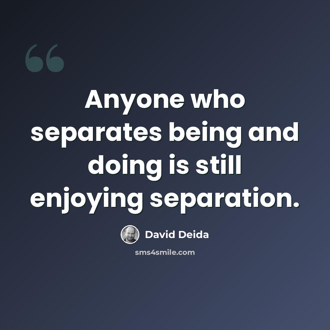 “Anyone who separates being and doing is still enjoying separation.” quote by David Deida