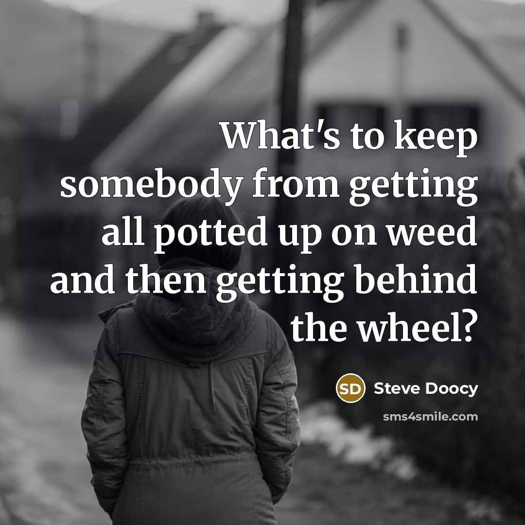 “What's to keep somebody from getting all potted up on weed and then getting behind the wheel?” quote by Steve Doocy