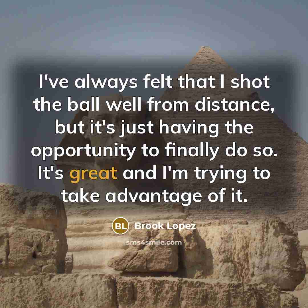 “I've always felt that I shot the ball well from distance, but it's just having the opportunity to finally do so. It's great and I'm trying to take advantage of it.” quote by Brook Lopez