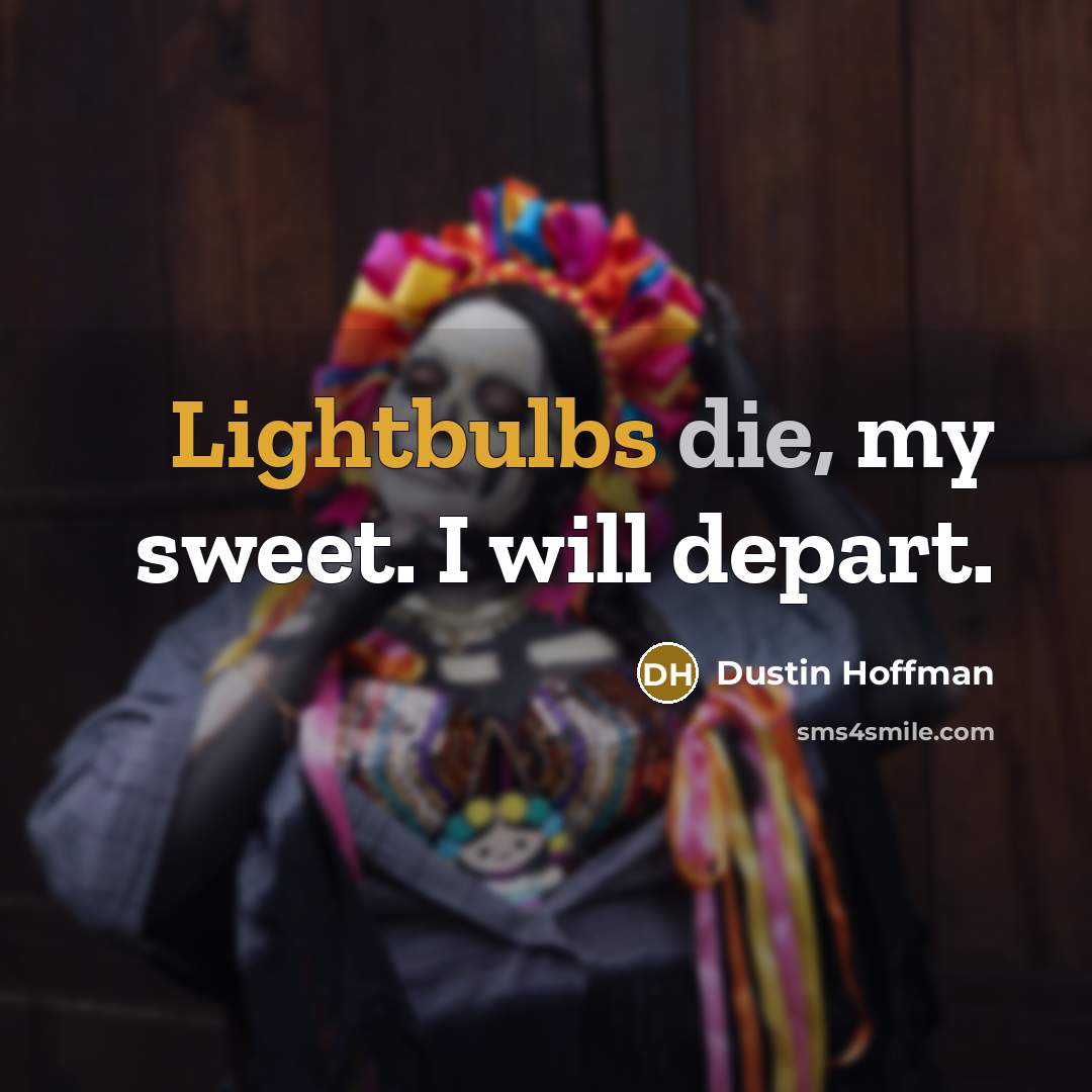 “Lightbulbs die, my sweet. I will depart.” quote by Dustin Hoffman