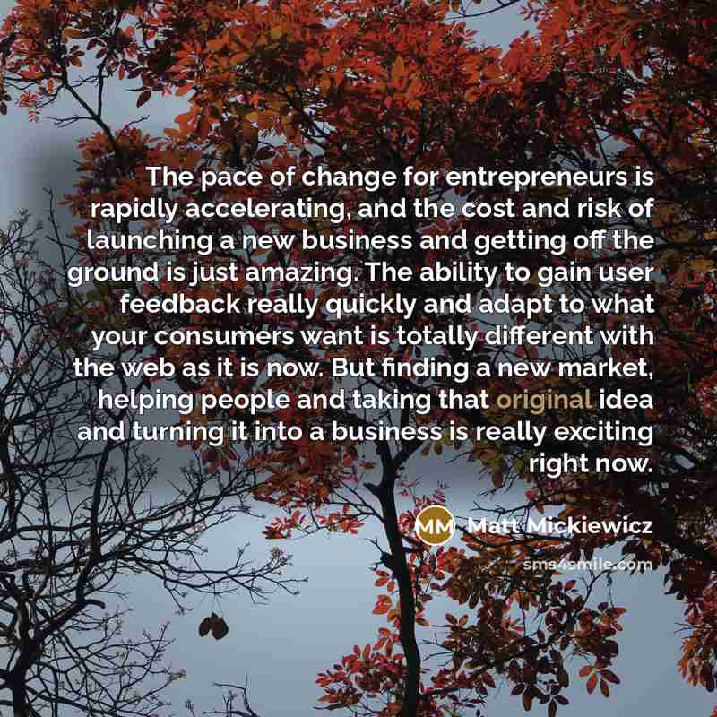 “The pace of change for entrepreneurs is rapidly accelerating, and the cost and risk of launching a new business and getting off the ground is just amazing. The ability to gain user feedback really quickly and adapt to what your consumers want is totally different with the web as it is now. But…” quote by Matt Mickiewicz