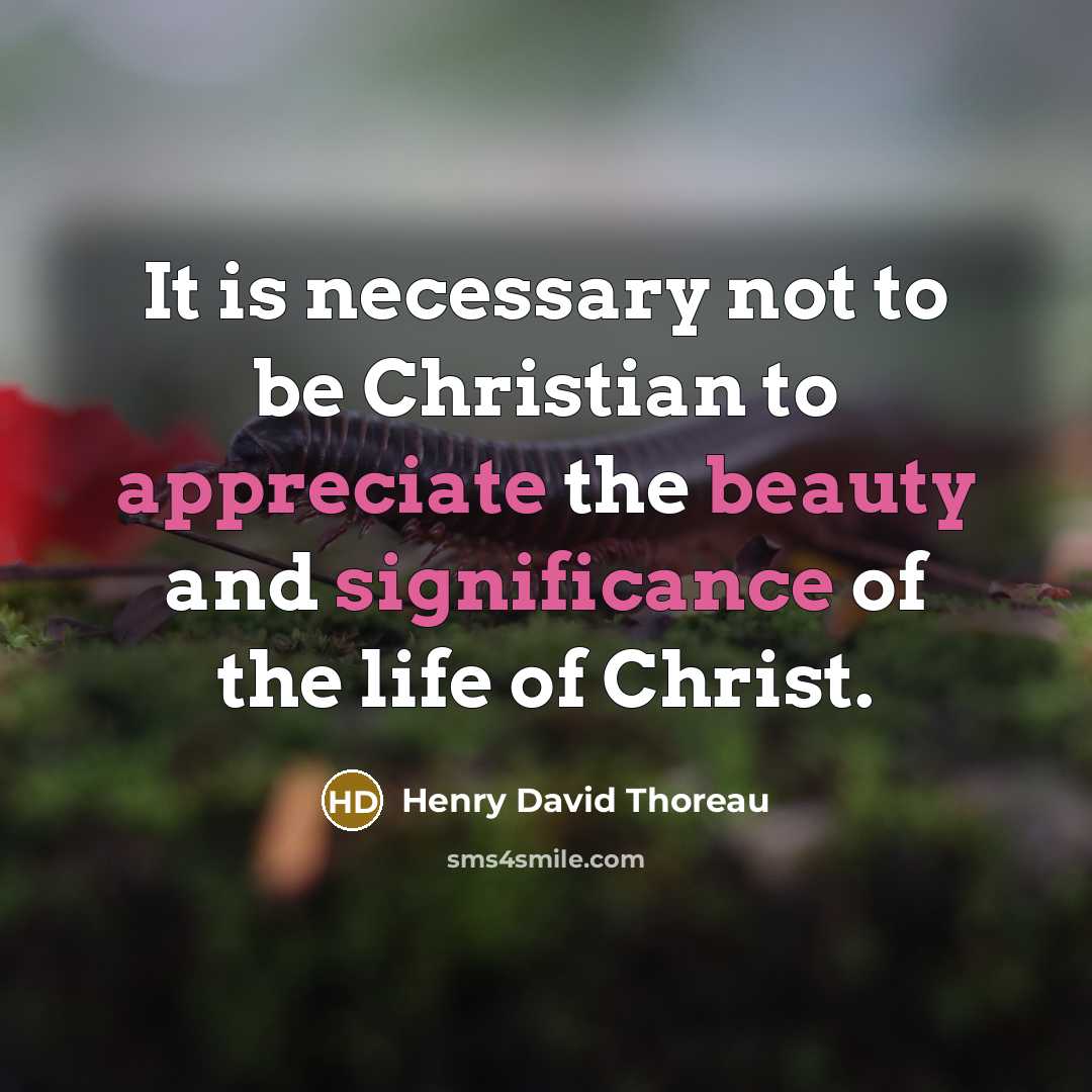 “It is necessary not to be Christian to appreciate the beauty and significance of the life of Christ.” quote by Henry David Thoreau