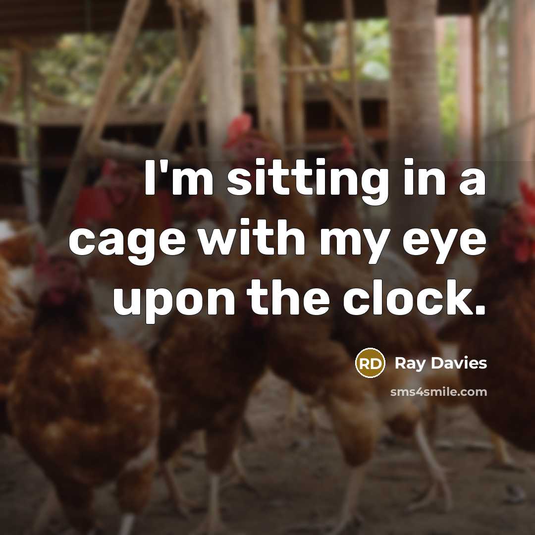 “I'm sitting in a cage with my eye upon the clock.” quote by Ray Davies