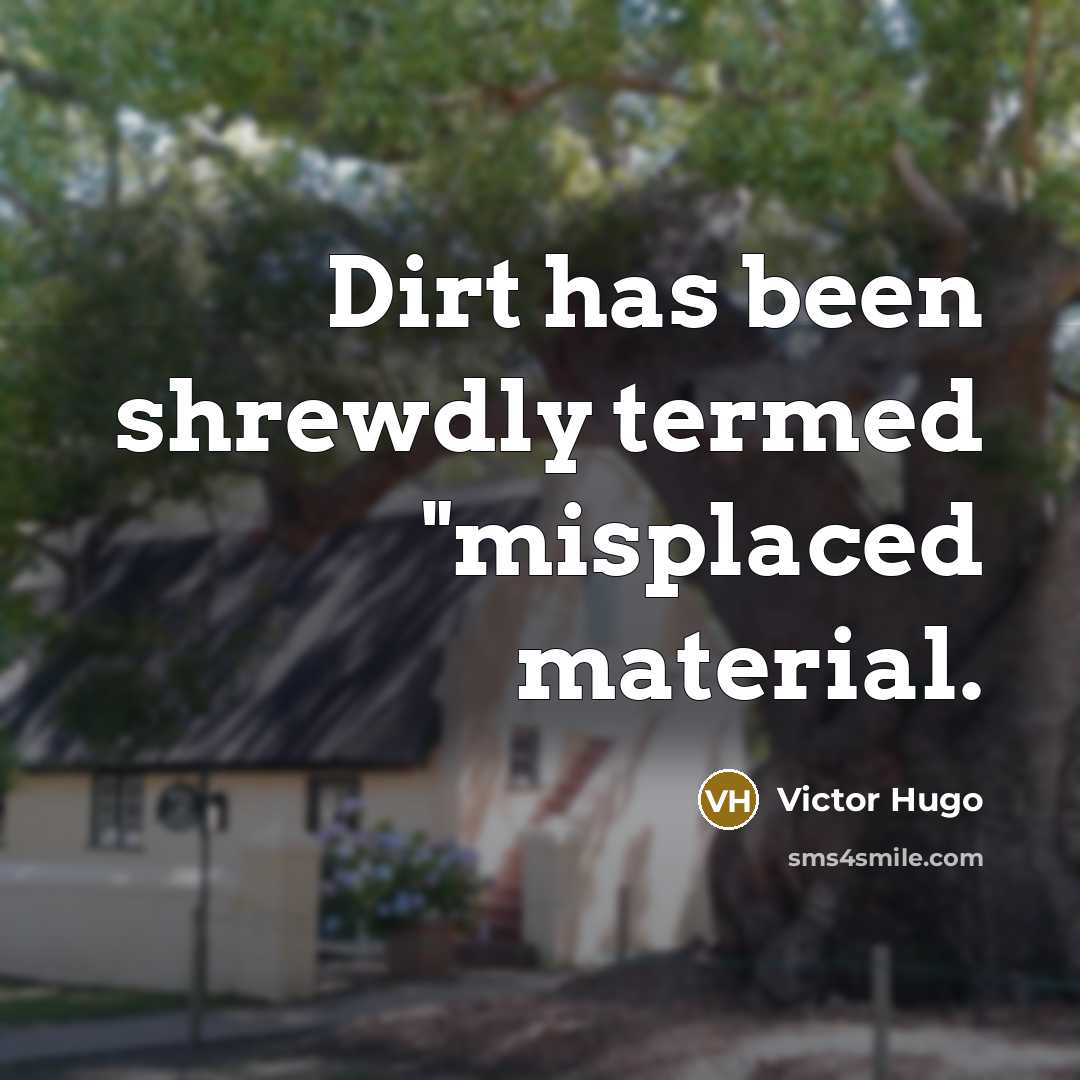 “Dirt has been shrewdly termed "misplaced material.” quote by Victor Hugo