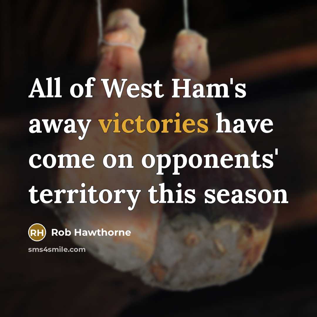 “All of West Ham's away victories have come on opponents' territory this season” quote by Rob Hawthorne