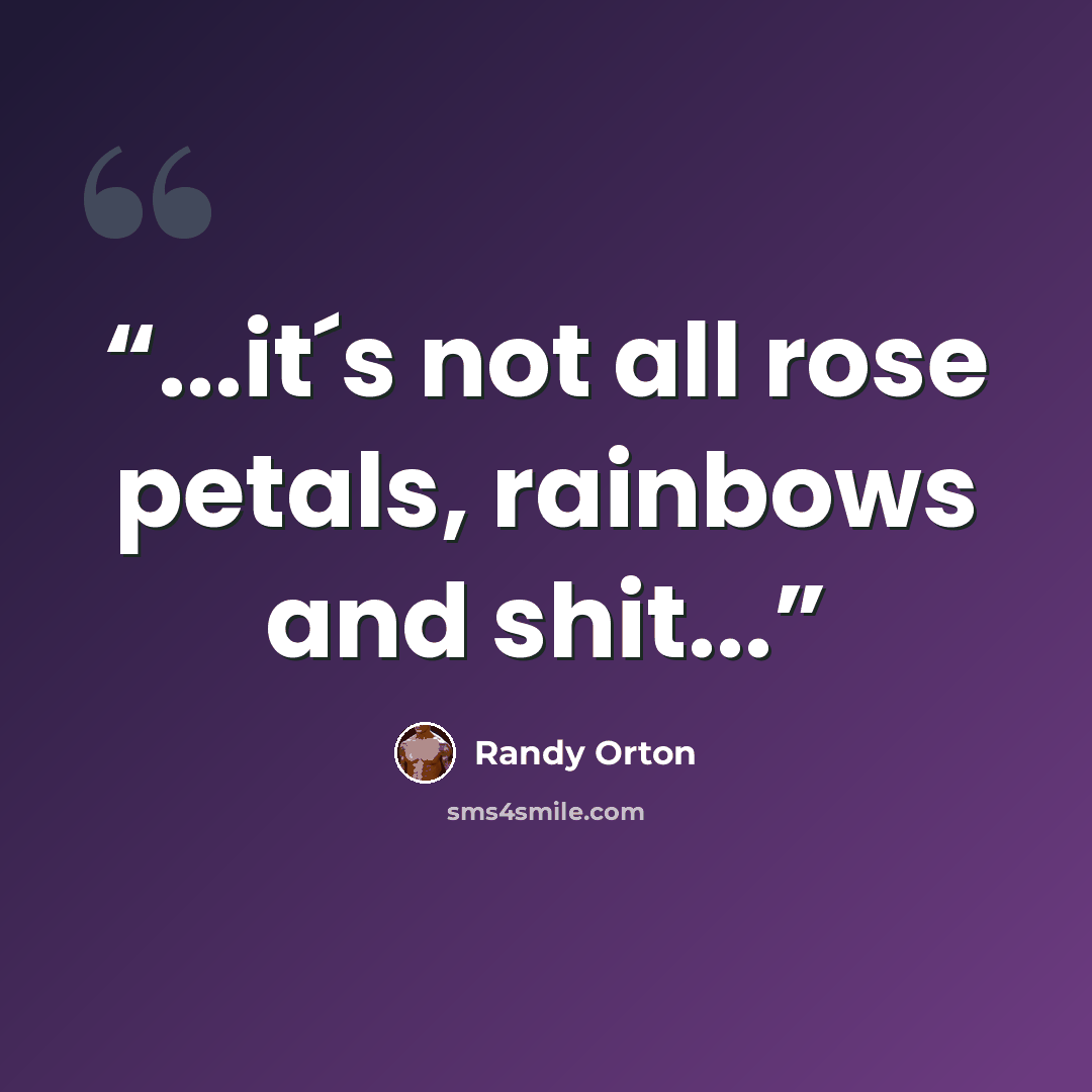 “...it´s not all rose petals, rainbows and shit...” quote by Randy Orton