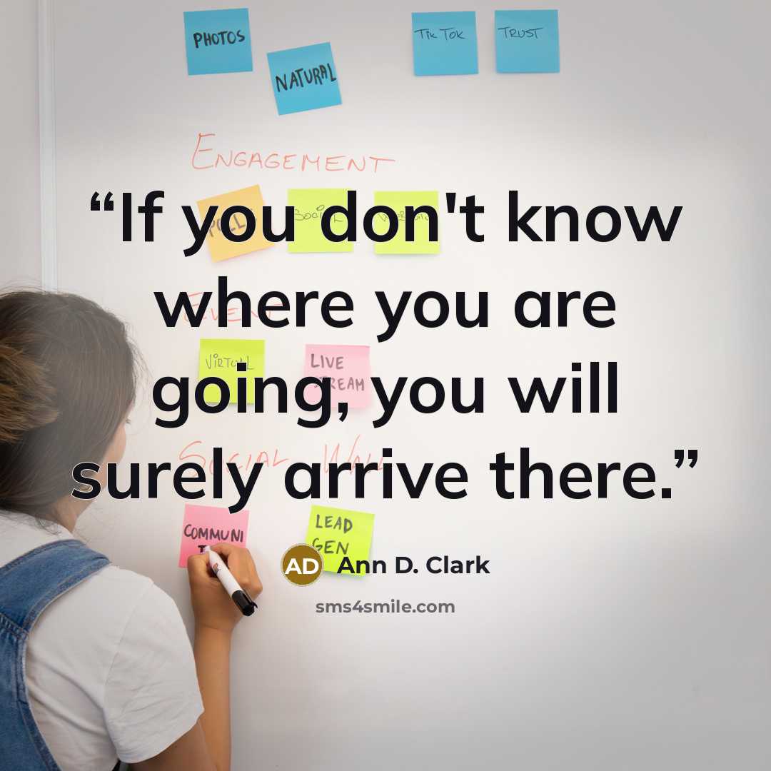 “If you don't know where you are going, you will surely arrive there.” quote by Ann D. Clark