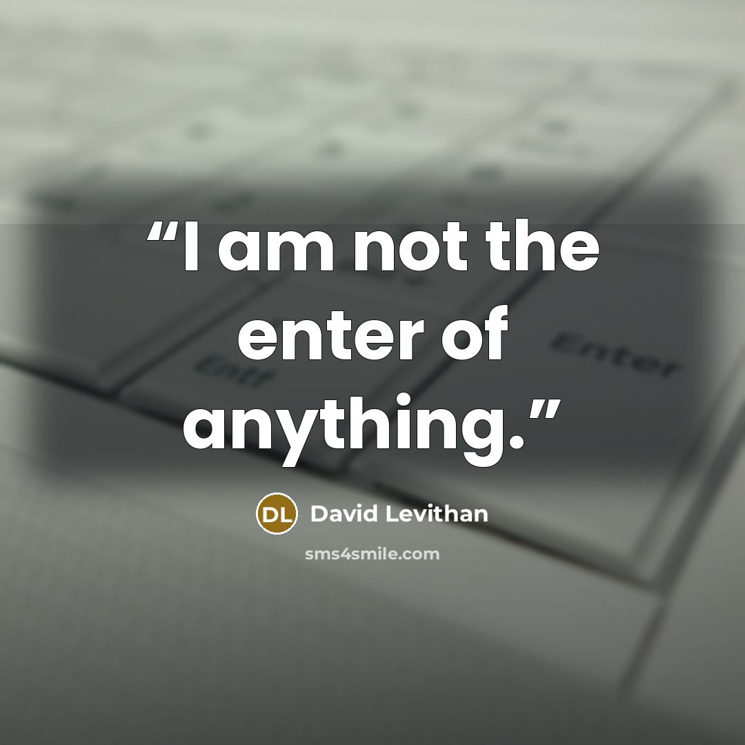 “I am not the enter of anything.” quote by David Levithan