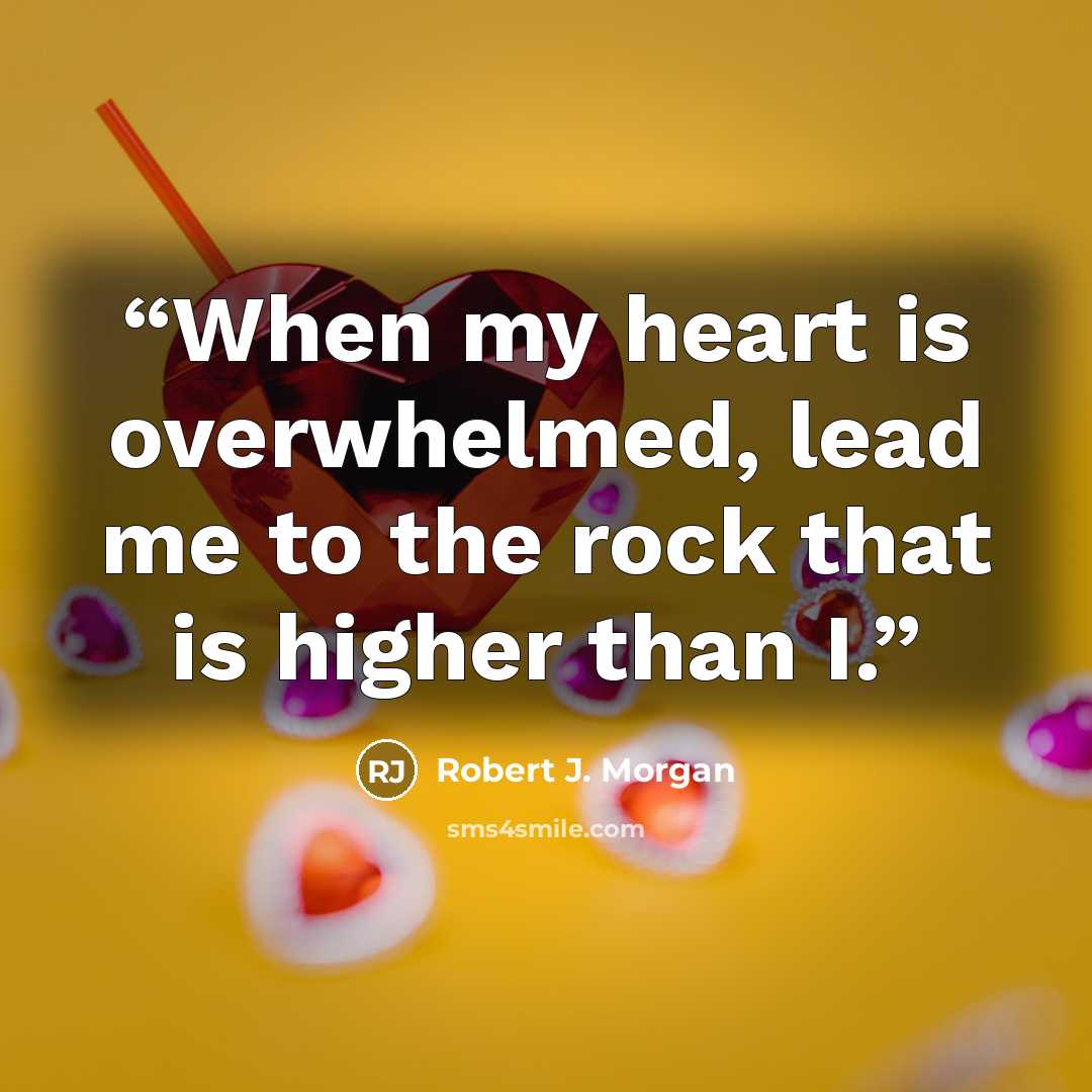 “When my heart is overwhelmed, lead me to the rock that is higher than I.” quote by Robert J. Morgan
