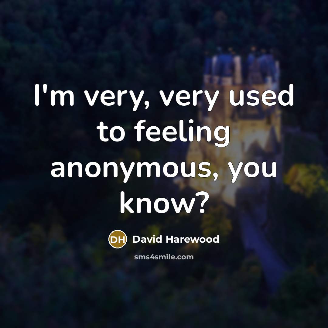 “I'm very, very used to feeling anonymous, you know?” quote by David Harewood