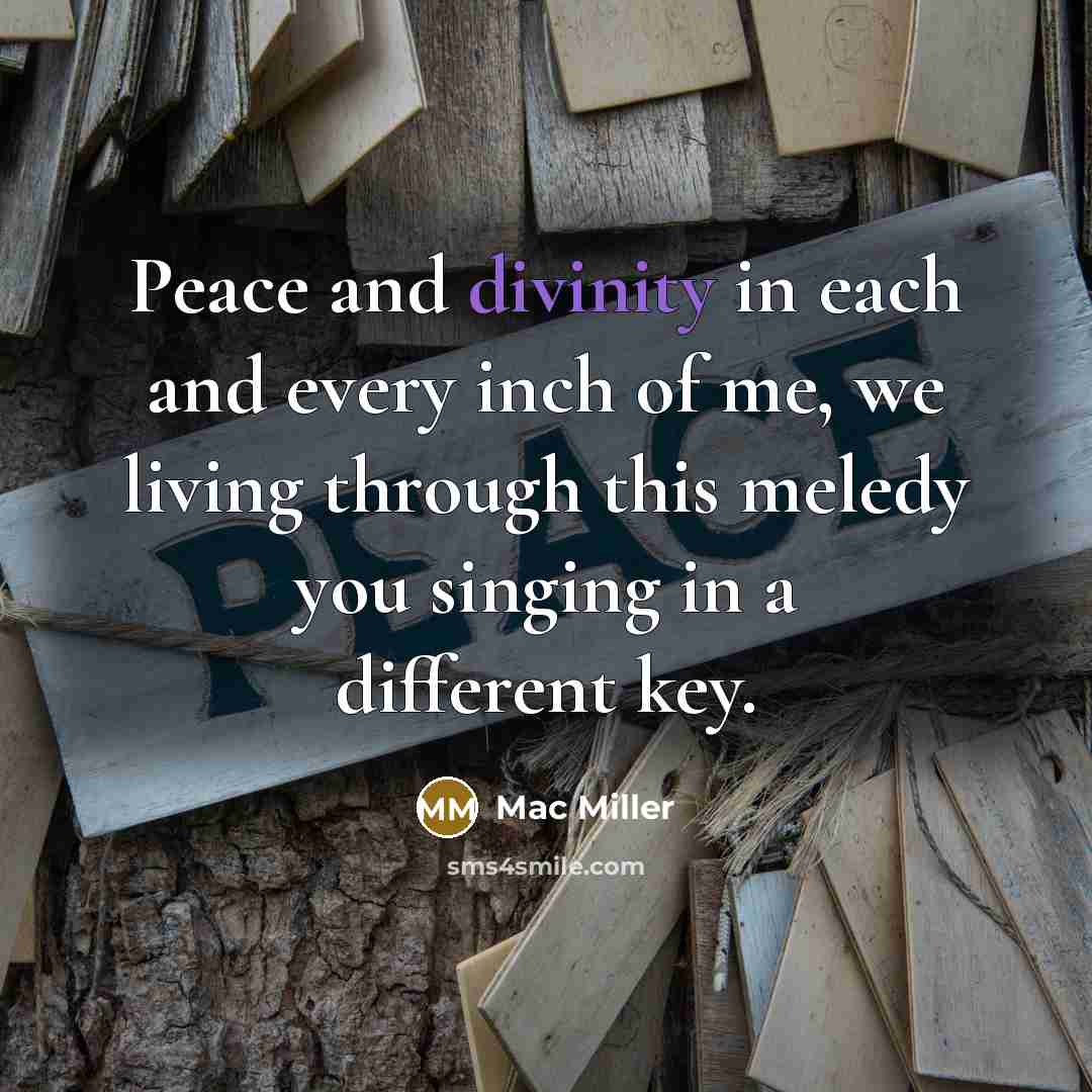“Peace and divinity in each and every inch of me, we living through this meledy you singing in a different key.” quote by Mac Miller