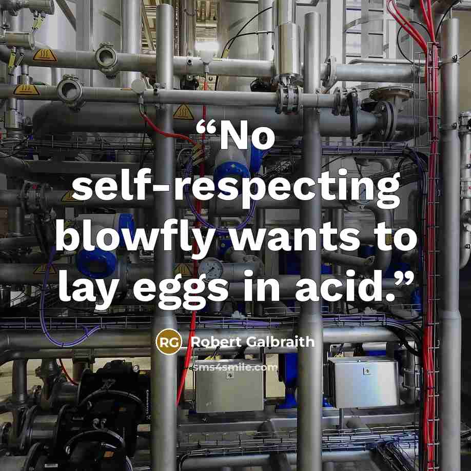 “No self-respecting blowfly wants to lay eggs in acid.” quote by Robert Galbraith