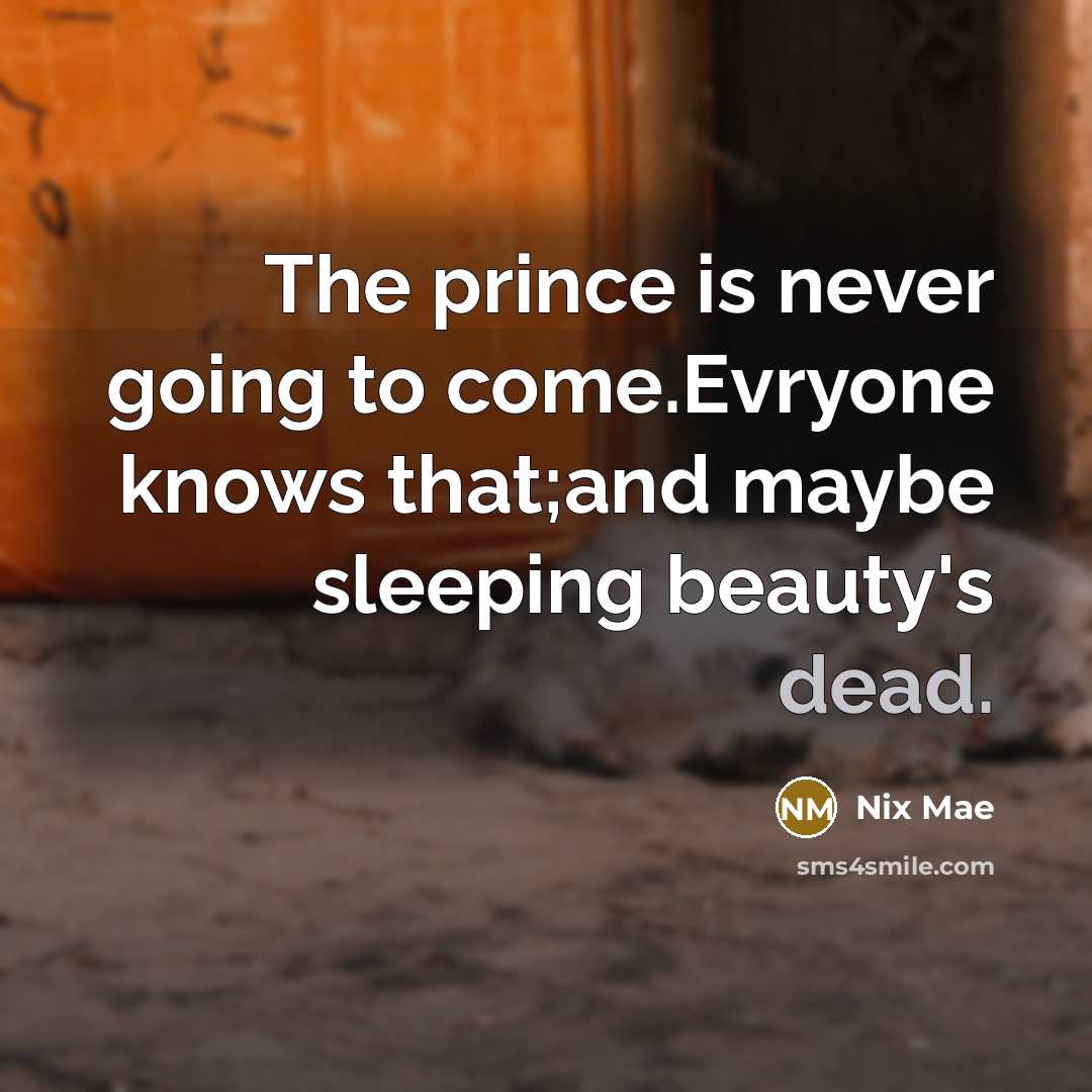 “The prince is never going to come.Evryone knows that;and maybe sleeping beauty's dead.” quote by Nix Mae