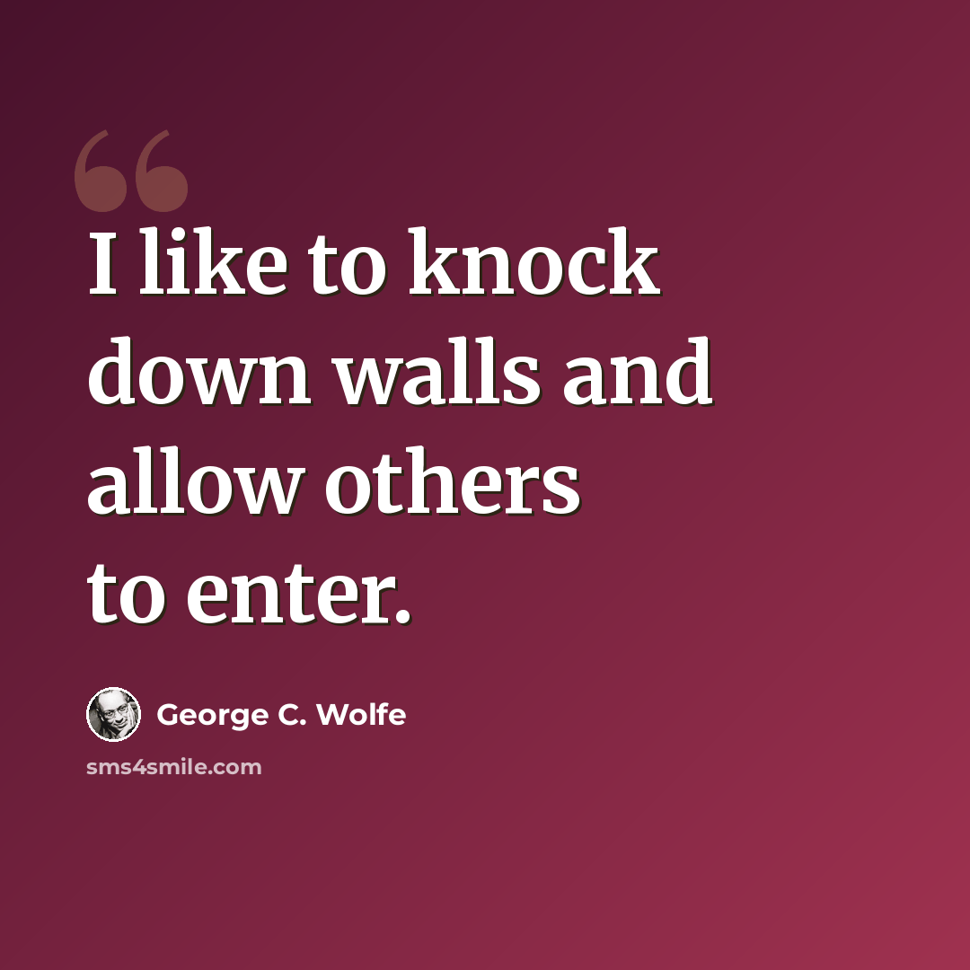 “I like to knock down walls and allow others to enter.” quote by George C. Wolfe